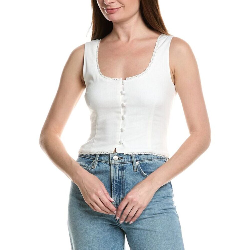 Rolla's Womens  Paloma Linen-Blend Top, White